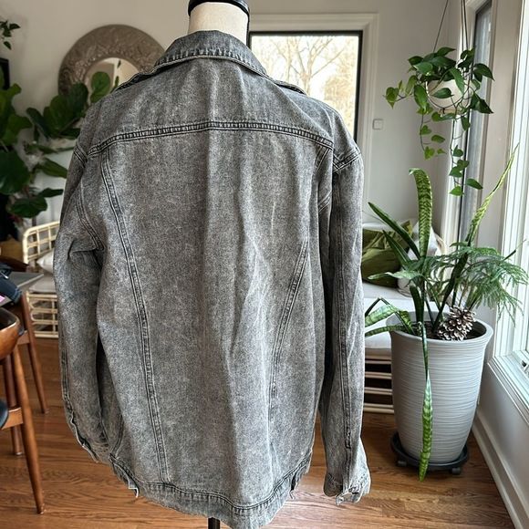 Jean jacket long grey M Tik :toc brand 🔥 grunge oversized - Picture 5 of 11